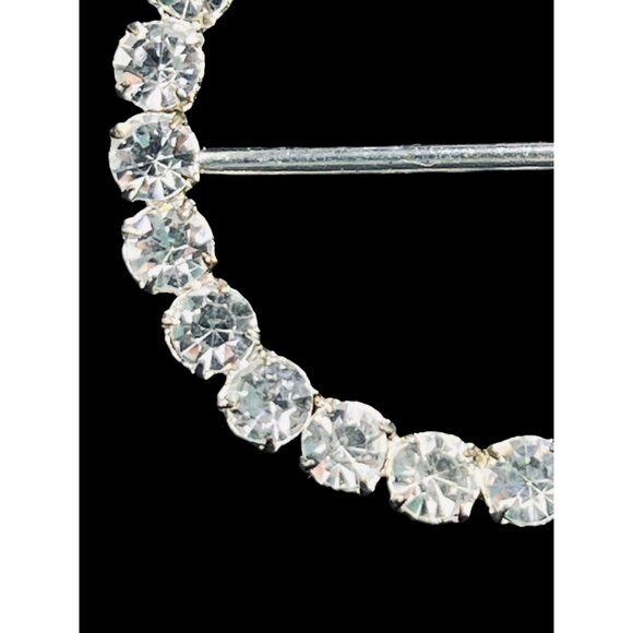 Vintage Silver Tone With Large Clear Rhinestones Sash Buckle (5262) - Picture 5 of 6